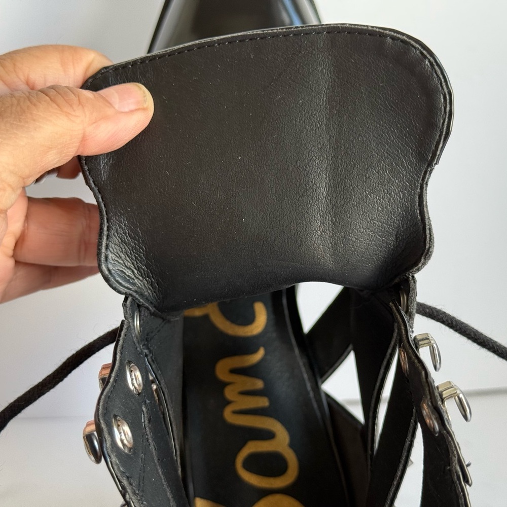 Sam Edelman Black Studded Lace-Up Boots - Picture 4 of 13
